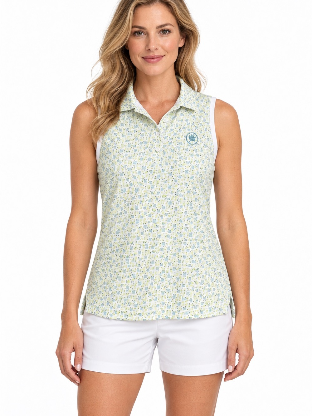 Peter Millar Womenโs Sleeveless Golf Polo Citrus Print